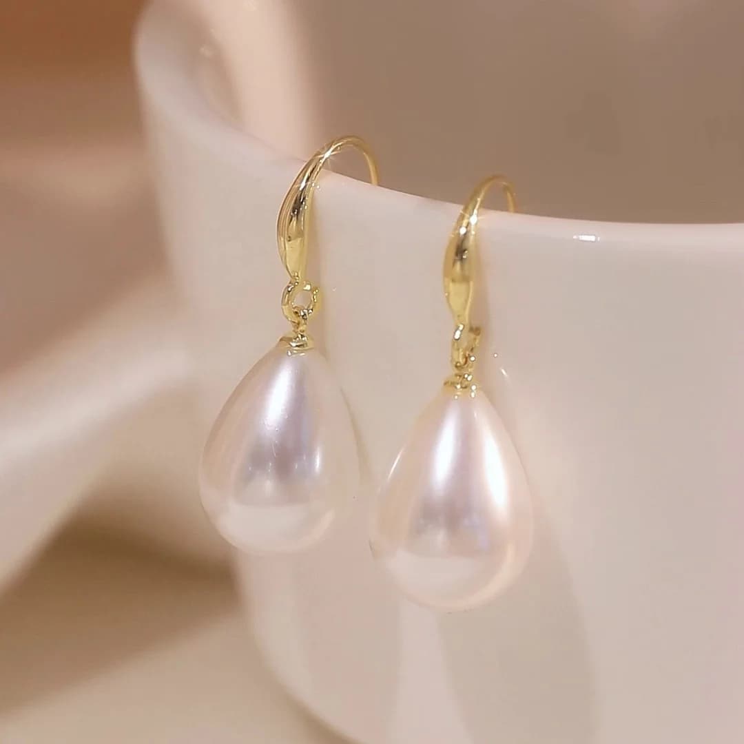 Water Drop Pearl Hook Earrings