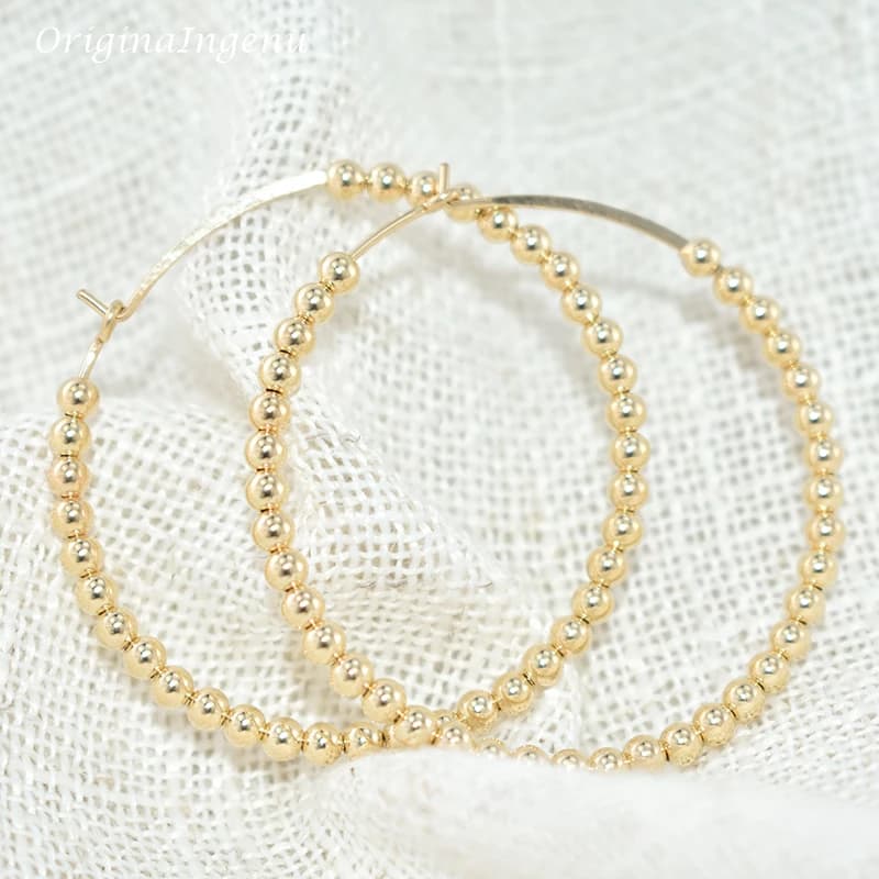 Gold Filled Hoop Earrings with Beads