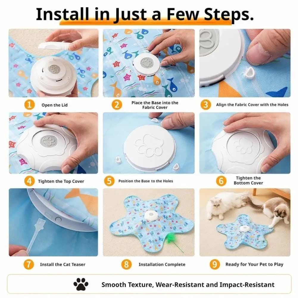 Cat Hunting Carpet, Teasing Stick, Five Pointed Star Toy, Automatic Rotating Wheel, Self Hi, Hiding Hood, Interactive Cat Toy