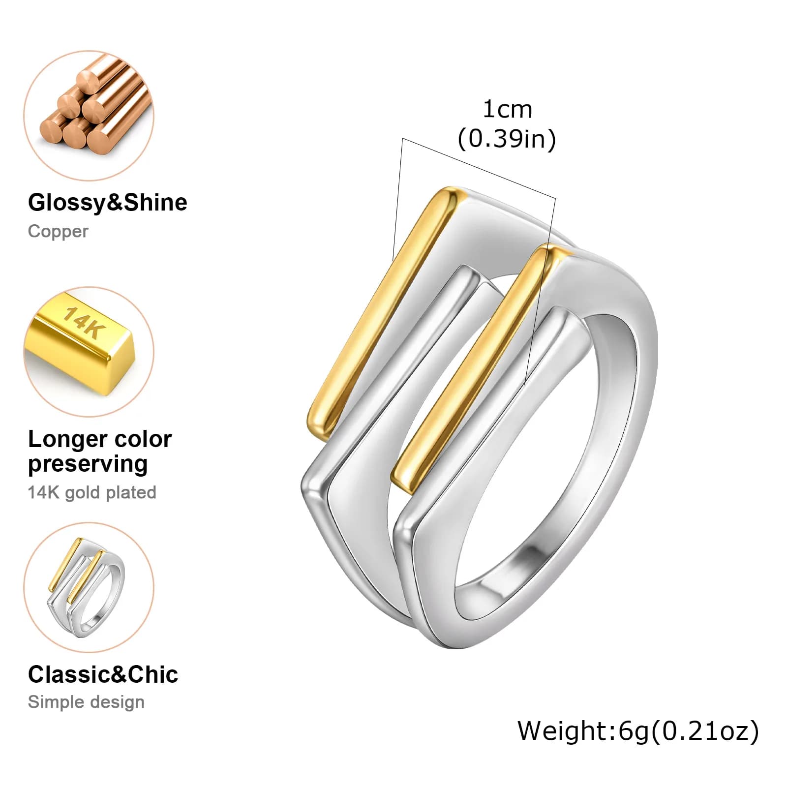 Geometric Three-Layer Women's Ring