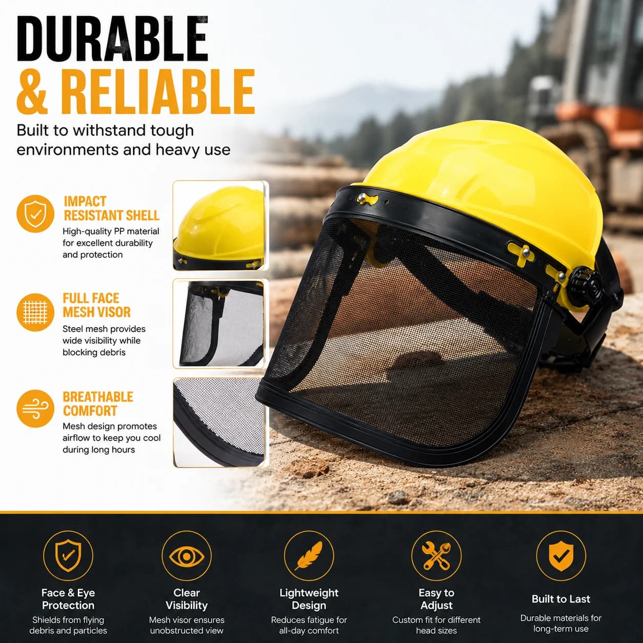 Garden Grass Trimmer Helmet Hat, Full Face Mesh Visor, Brush Cutter Yard Mowing Face Cover Guard