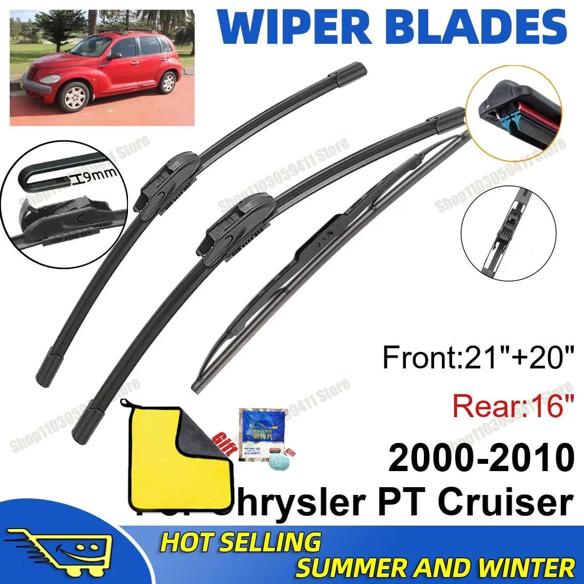 Wiper Blade Set for Chrysler PT Cruiser 2000-2010