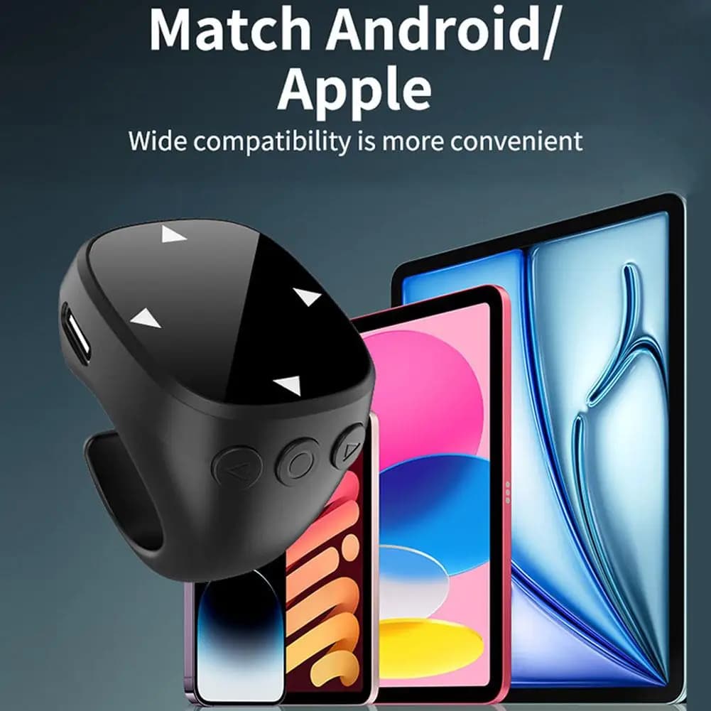 Remote Control Touch Screen Page Turner  for TikTok Bluetooth Camera Video Recording  for iPad iPhone Remote Scrolling Ring