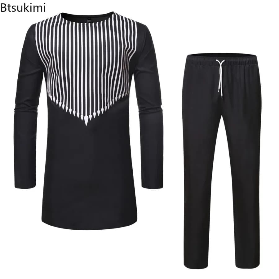 African Striped Two Piece Set Shirt and Pants