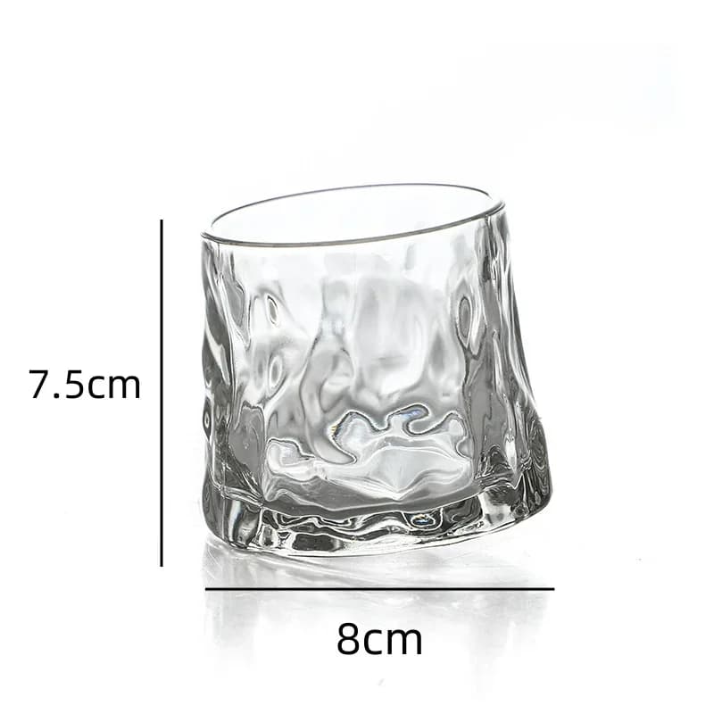 Rotatable Whiskey Glass with Wooden Base