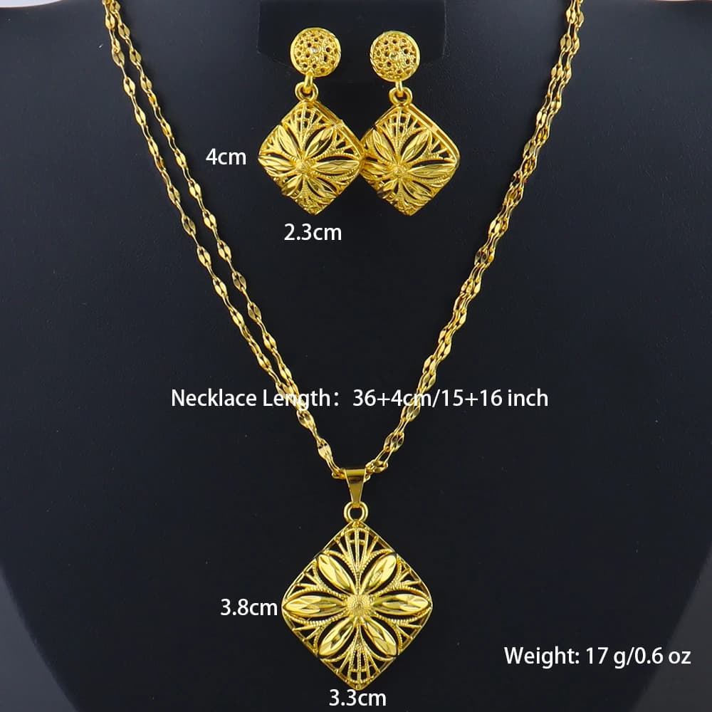 Dubai Gold Jewelry Set for Women Wedding Party Necklace Earrings Sets Indian Jewelry Set Free Shipping Bridal Costume Gifts