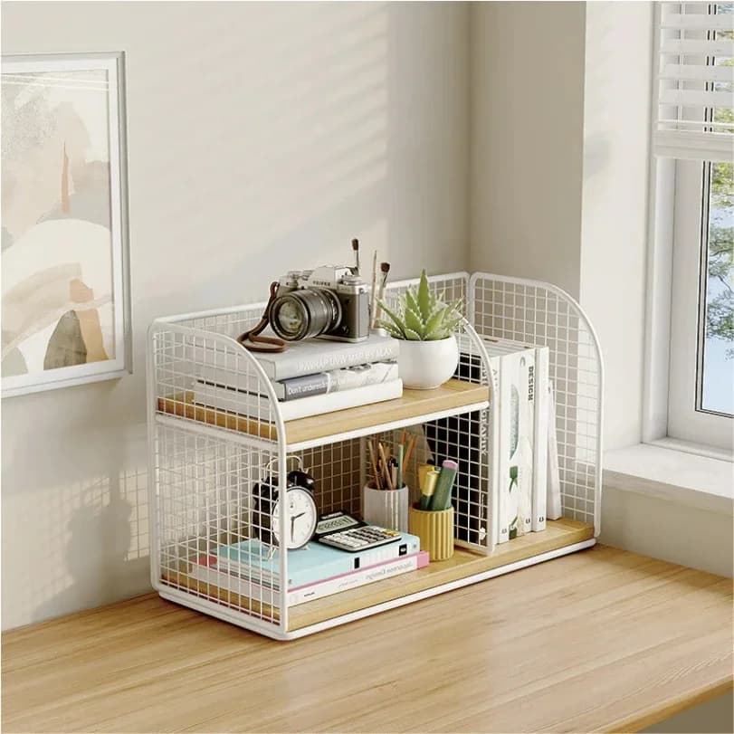 Desktop Bookshelf Tiered Desk Organizer