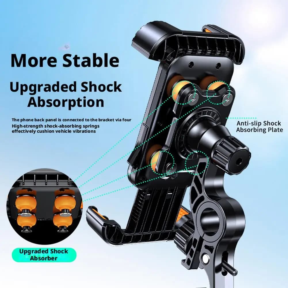 Bike Phone Holder for Handlebar, Motorcycle Phone Mount, Shock Absorbing Anti-Shake Phone Mount for Bike Scooter Motorcycle