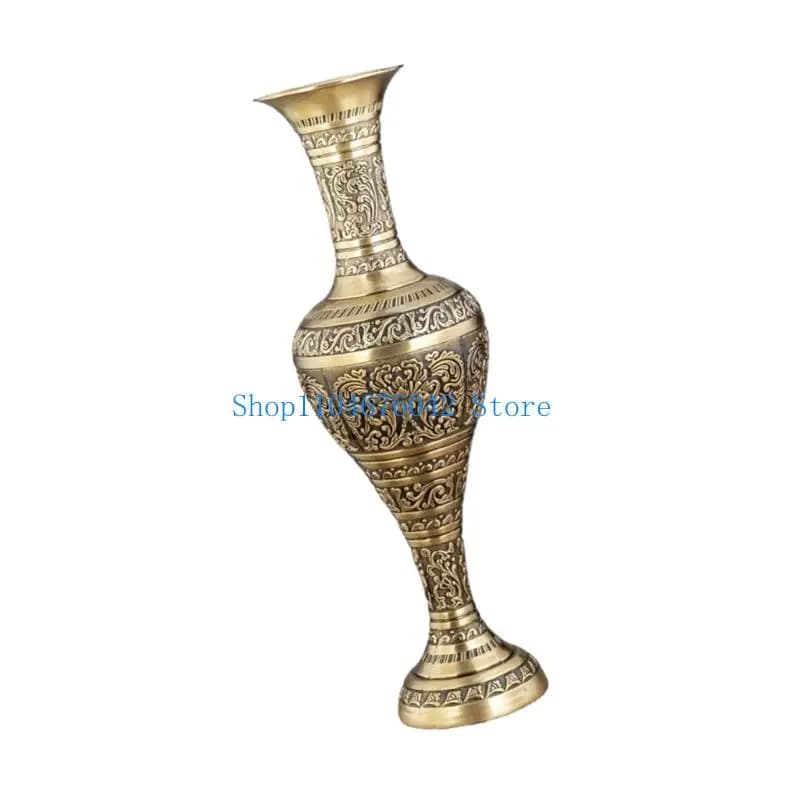 Metal Embossed Geometric Floor Vase