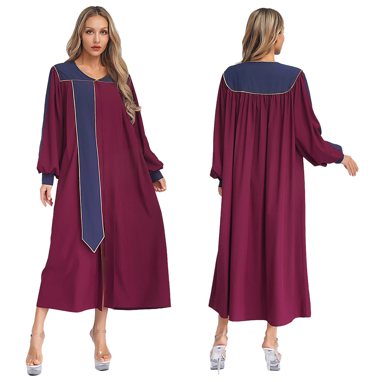 Women's Clergy Robe with Embroidered Sleeves