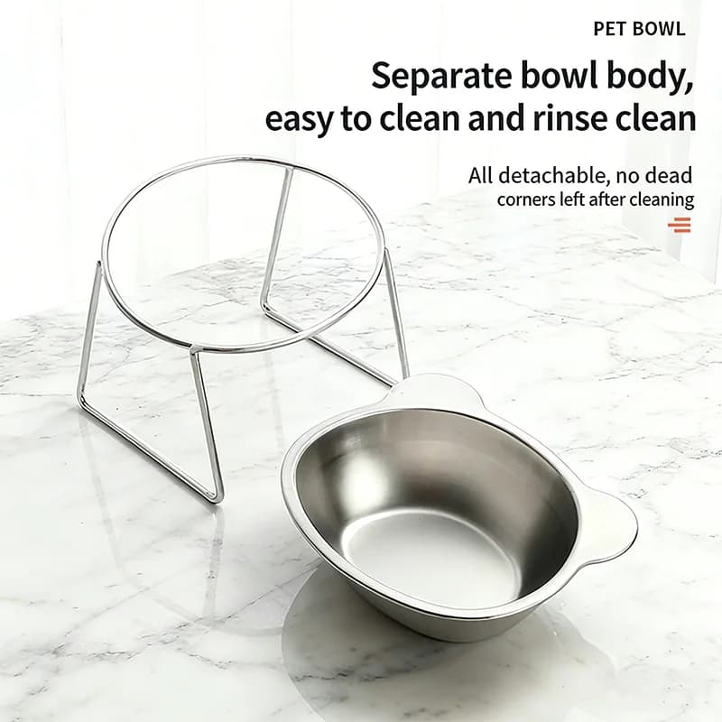 15° Tilted Stainless Steel Raised Cat Bowl