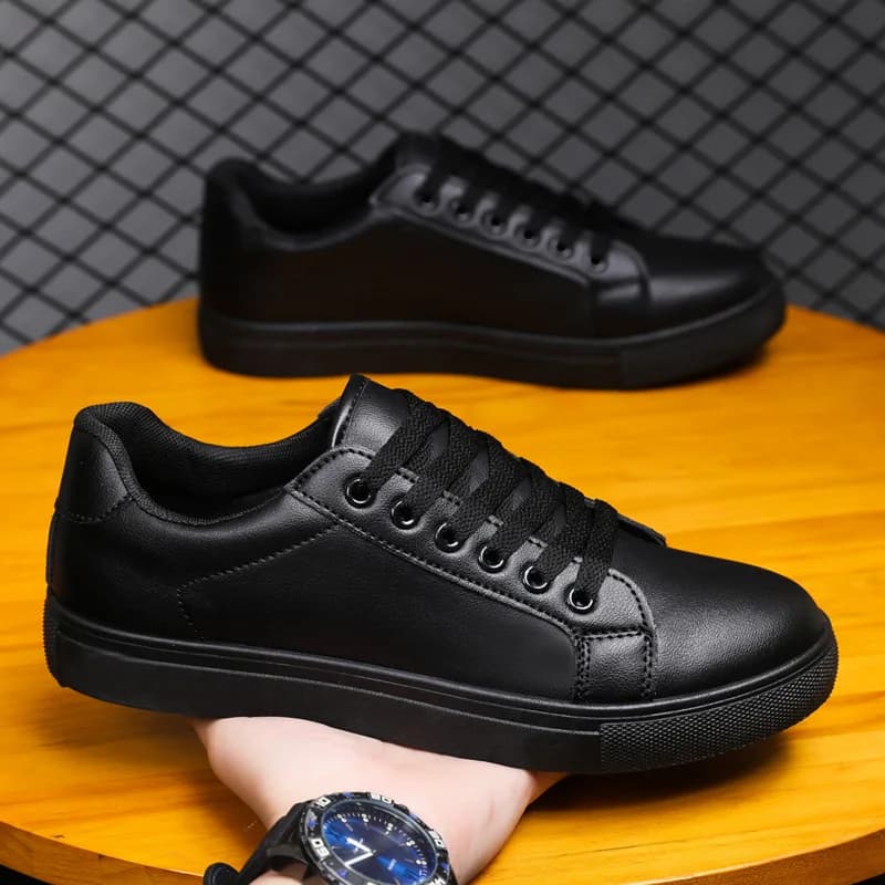 Sneakers Men Shoes 2026Leather Mens Casual Shoes Flat Male Footwear Fashion Black White Shoes Tenis Masculino Skateboard