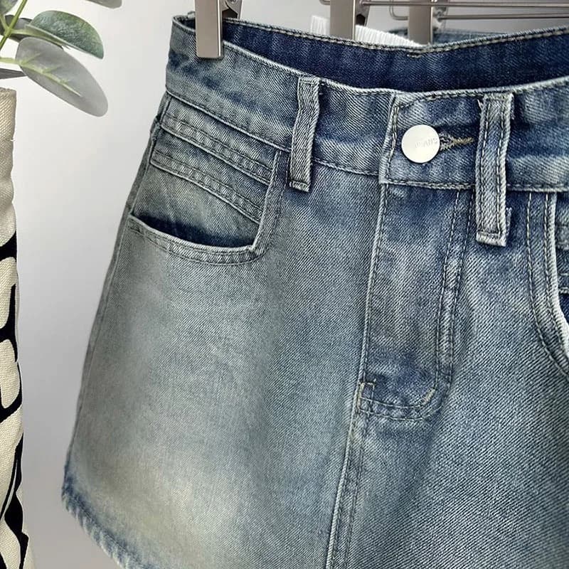 Women's Vintage High Waisted Denim Mini Skirt