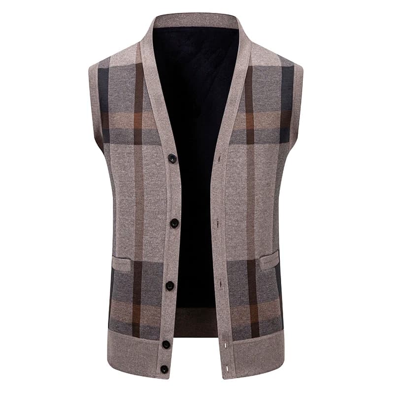 Mens Fleece Knit Button Front Vest