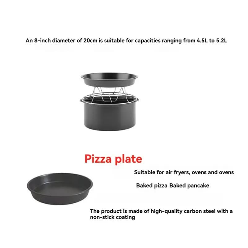 B59B-8 Inch Air Fryer Accessories For Gowise Phillips Cozyna And Secura Fit All Airfryer 4.5-5.2L Baking Pan