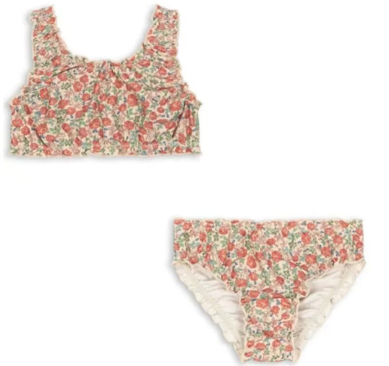 New Kids Swimwear 2026 Summer Floral Printed Girl Swimsuit Beach Wear Bathing Suit Baby Bikinis Set Clothes