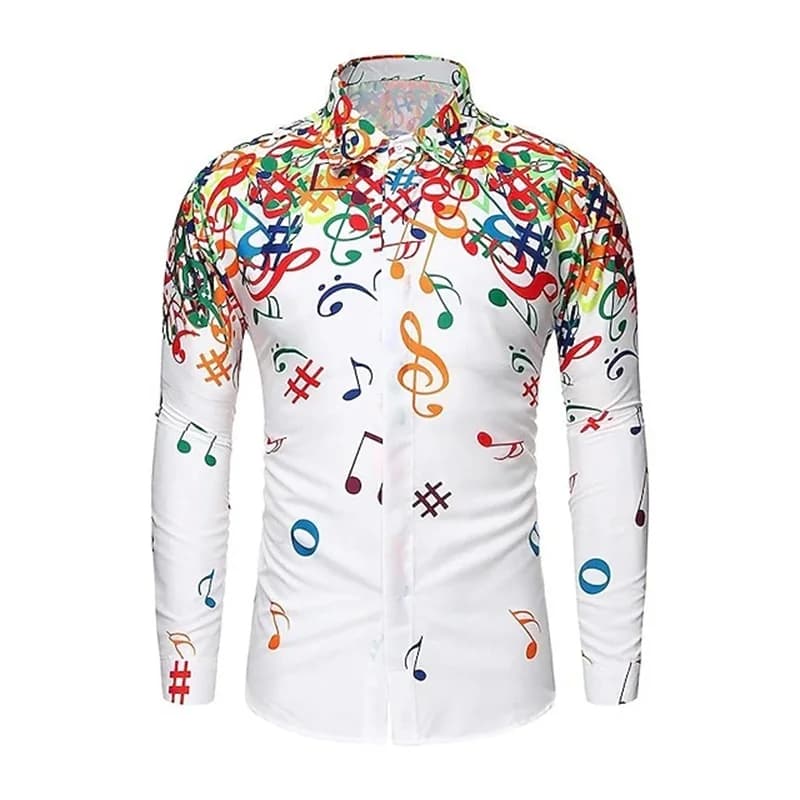 Men's Music Notes Button-Up Shirt