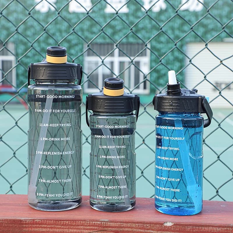 3 Liter Water Bottle with Straw 2L 1L Large Big Motivational School gym Sports Drinking Bottle