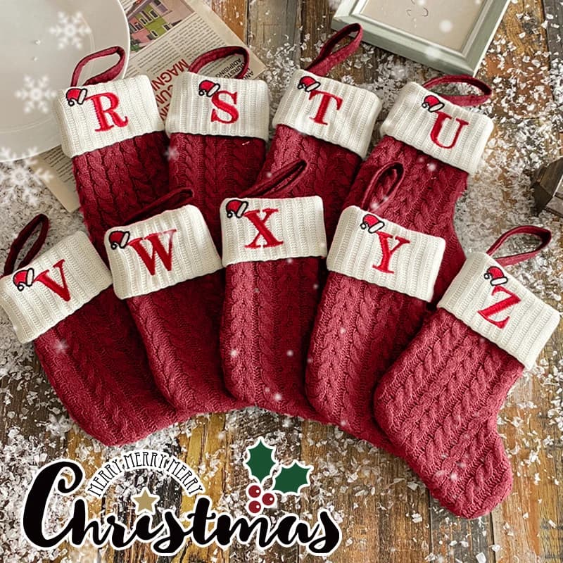 Christmas Stocking with Snowflake Embroidered Design