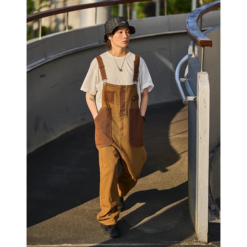 Unisex Loose-Fit Work Overalls Cargo Pants
