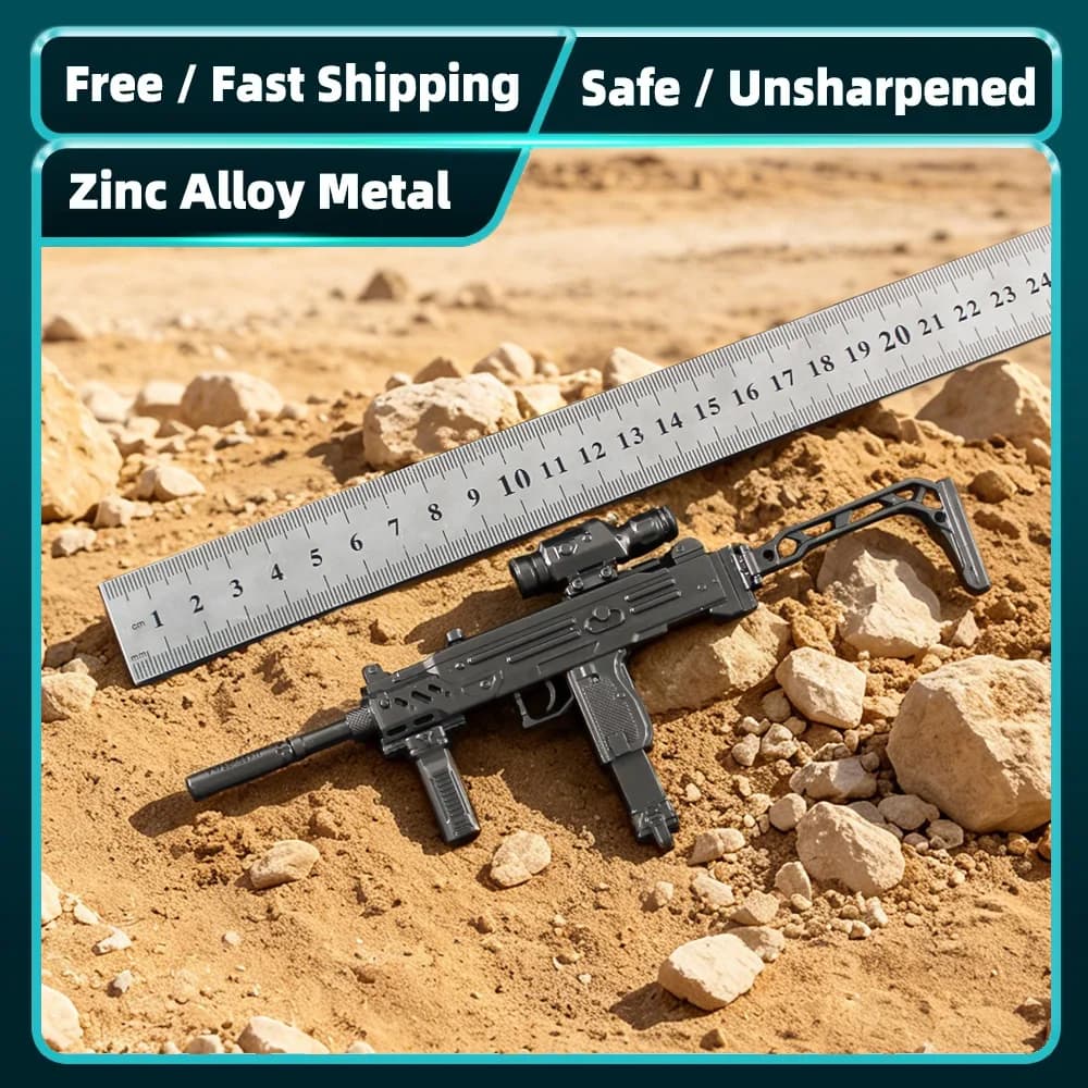 Delta Force UZI Metal Model 20cm Zinc Alloy Miniature Replica Detachable Accessories Desktop Display Collection Gift