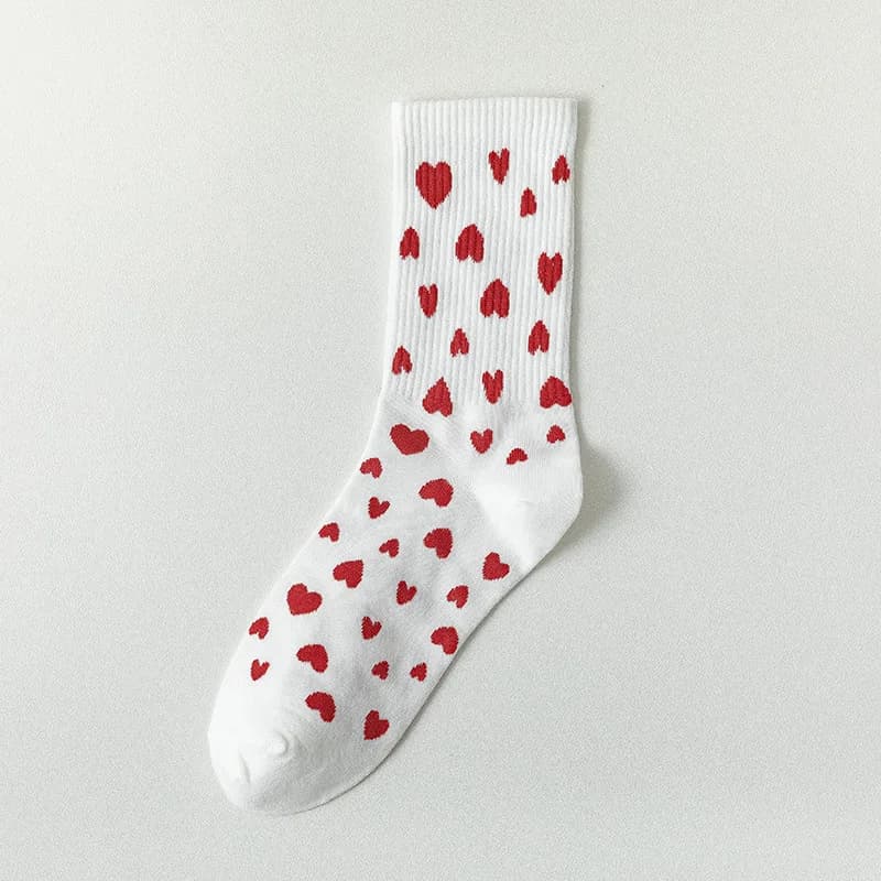 Cotton Socks Women Strawberry Heart Print Japanese Style