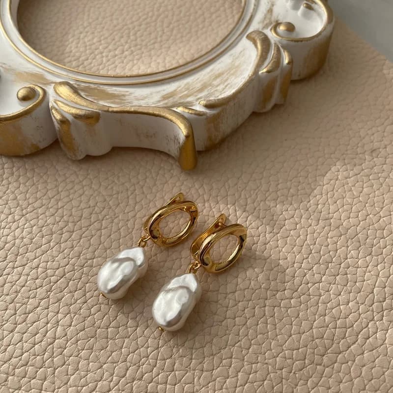 Baroque Pearl Drop Dangle Earrings
