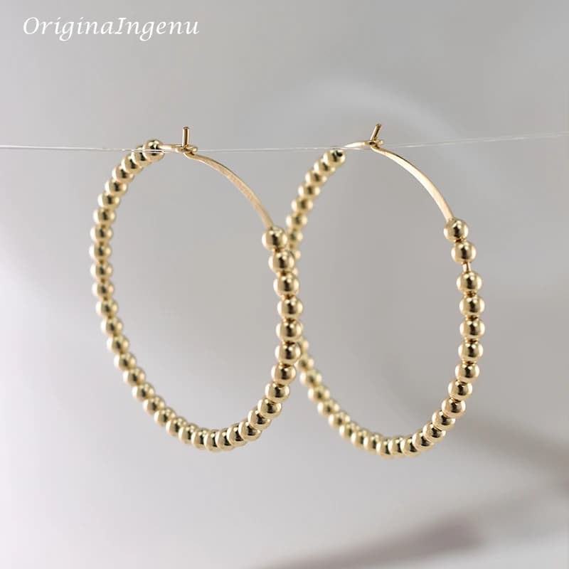 Gold Filled Hoop Earrings with Beads
