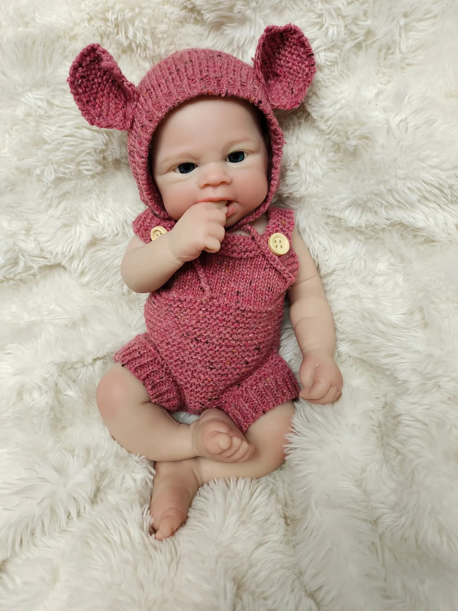 Silicone Reborn Doll with Open Mouth, 13-Inch