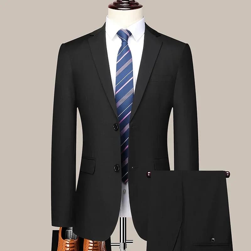 Men's Slim-Fit Business Suit Blazer and Pants