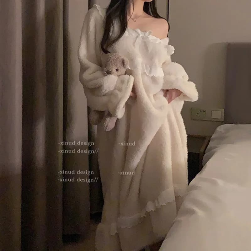 Women's Fleece Nightgown Warm Loungewear