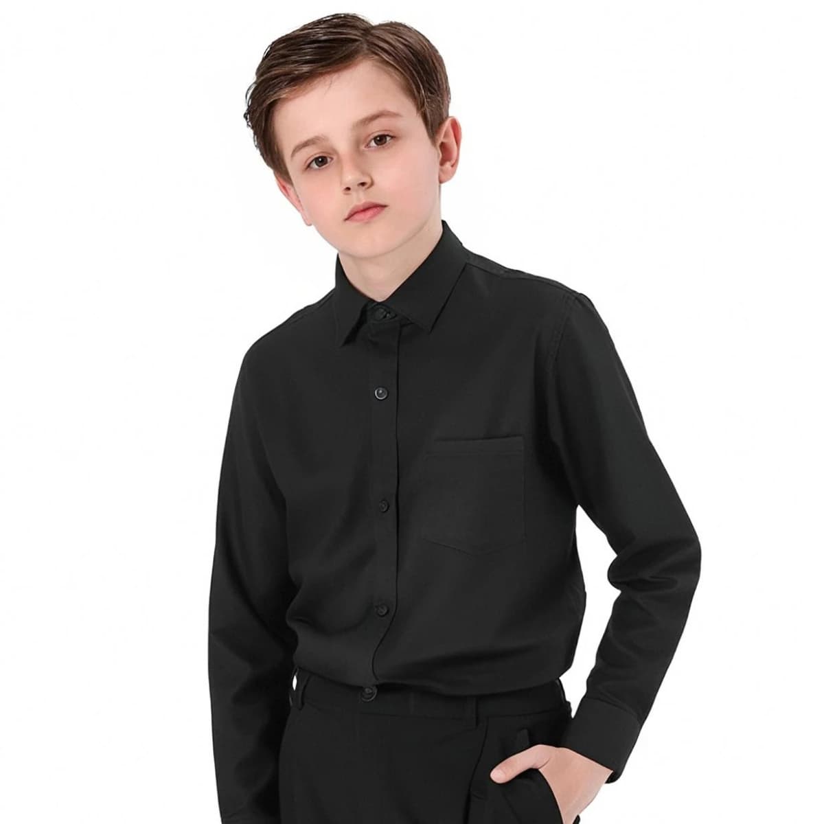 Boys Black Dress Shirt for School and Formal Events