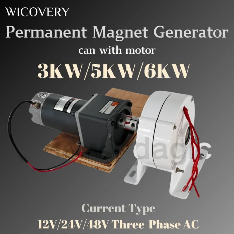 Home Use 3KW 5KW 6KW 12V 24V 48V 3 Phase Gearlesse Prmanent Magnet Generator AC Alt Penartors with Motor Speed Reducer DIY