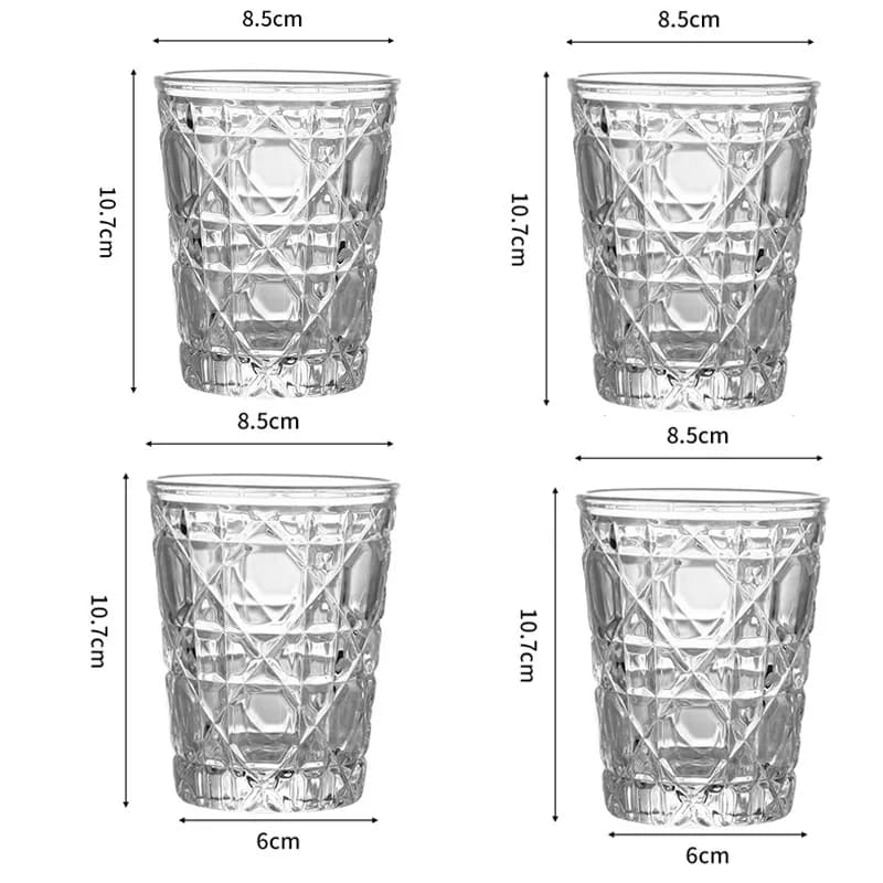 Diamond Pattern Drinking Glasses Set of 4