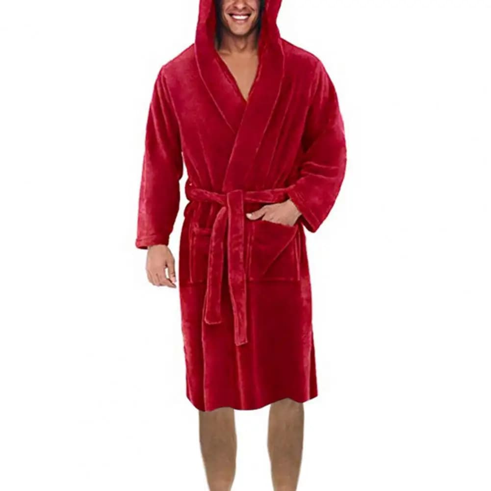 Men's Hooded Fleece Bathrobe
