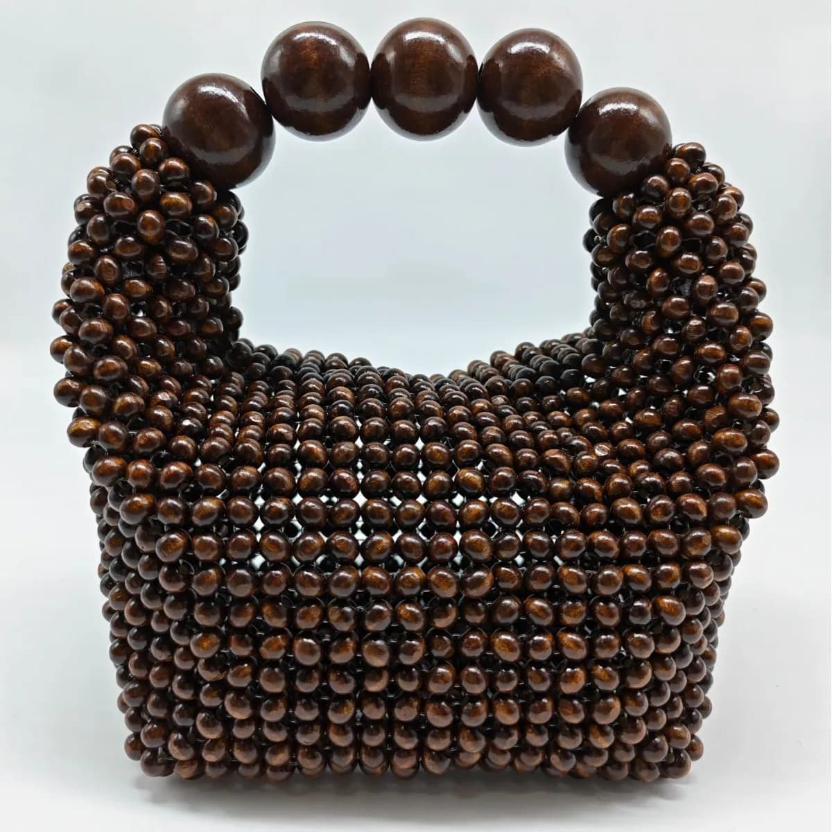 Handmade Beaded Handbag For Women Wooden Bead Bucket Bag Evening Bag Shoulder Bag Beaded Shoulder Bag Female Beach Bag