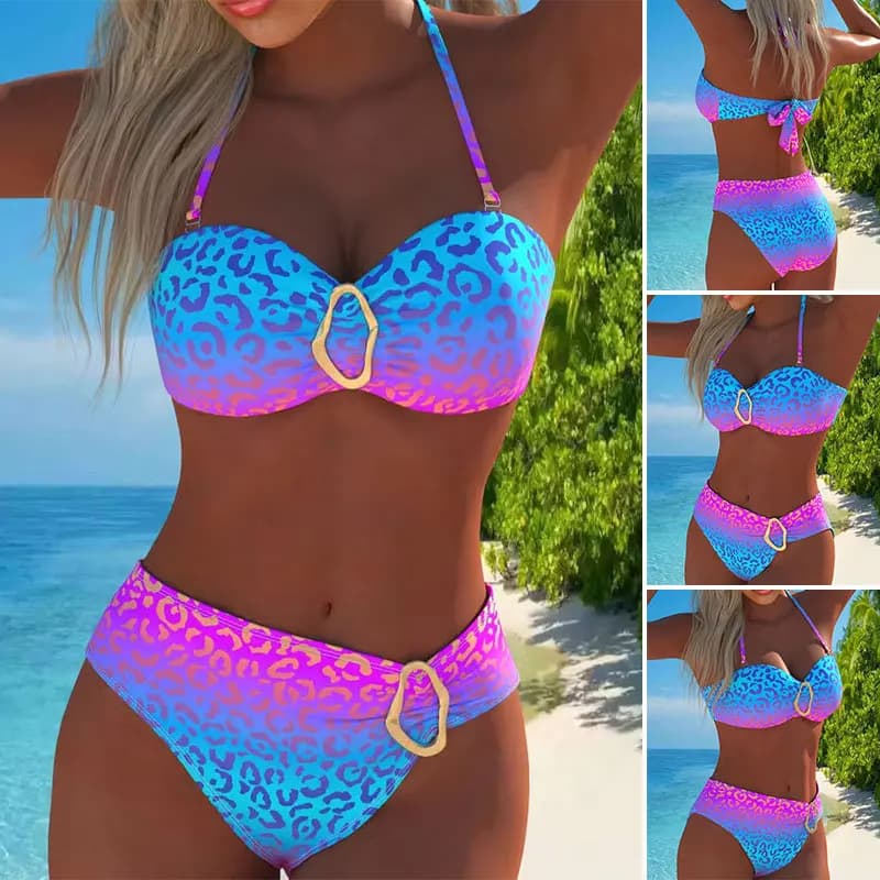 Women's High Cut Bandeau Bikini Set