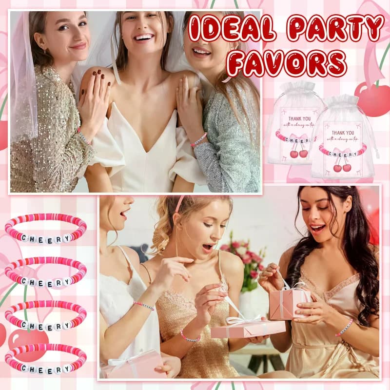 Cherry Bracelet Party Favor Set with Thank You Cards