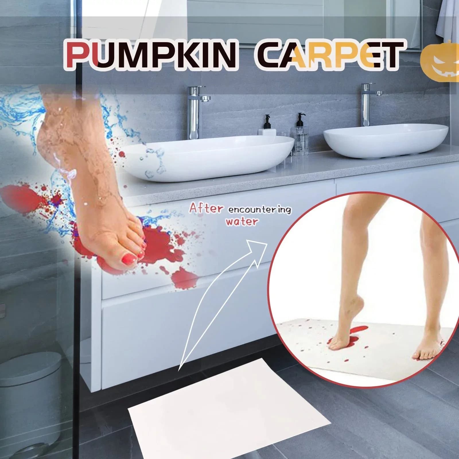 Color Changing Blood Footprint Bath Mat