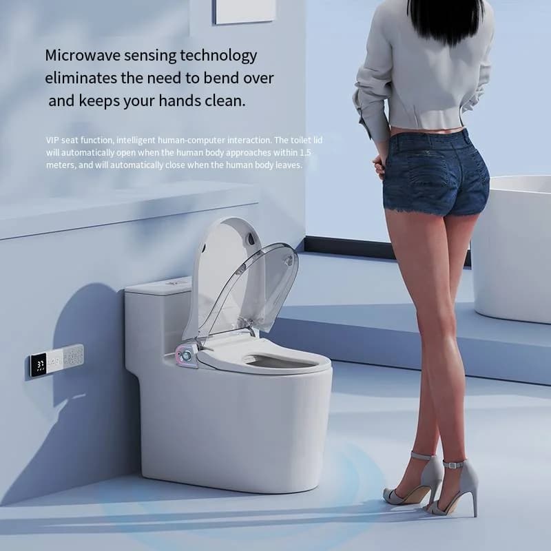 2025 Tiktok Small Size  Design Modern Smart Fully Automatic Flip Cover Remote Control Cleaning Drying Intelligent Toilet Seat