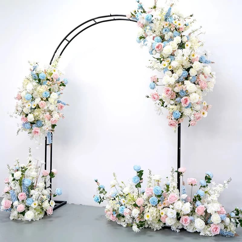 Wedding Window Backdrop Decoration White Pink Blue Rose Floral Arrangement Stage Arch Decor Hanging Flower Home Party show Prop