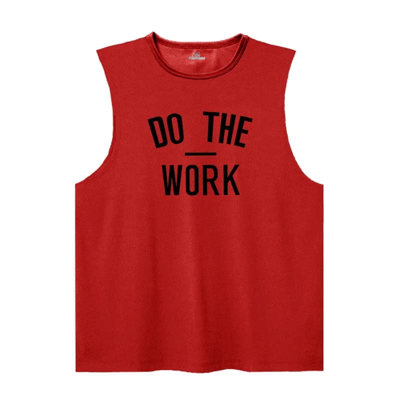 Men's Gym Clothing DO THE WORK Printed Sports Quick Dry Bodybuilding Shirts Casual Breathable Mesh O-neck Muscle Fitness Vests