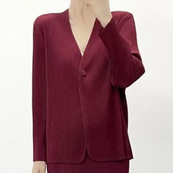 Pleated Long Sleeve Blazer Cardigan