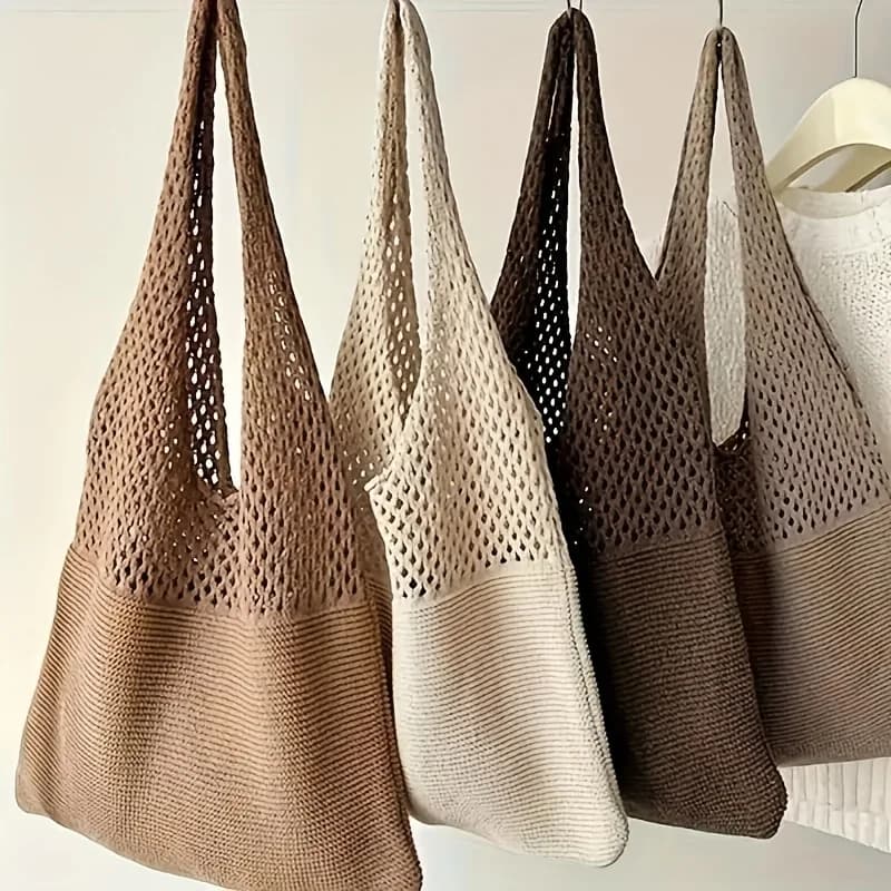 Knitted Handbags For Women Large Capacity Tote Bag Summer Beach Big Purse Casual Hollow Woven Shoulder Bags Female Pack