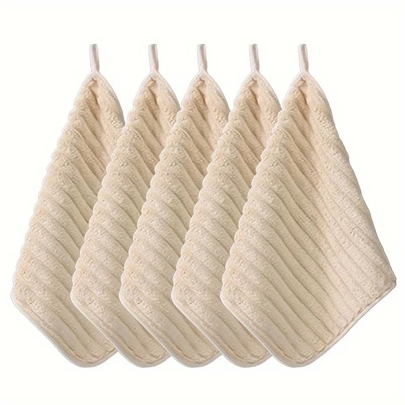 Striped Hand Towels with Hanging Loops, 5-Pack