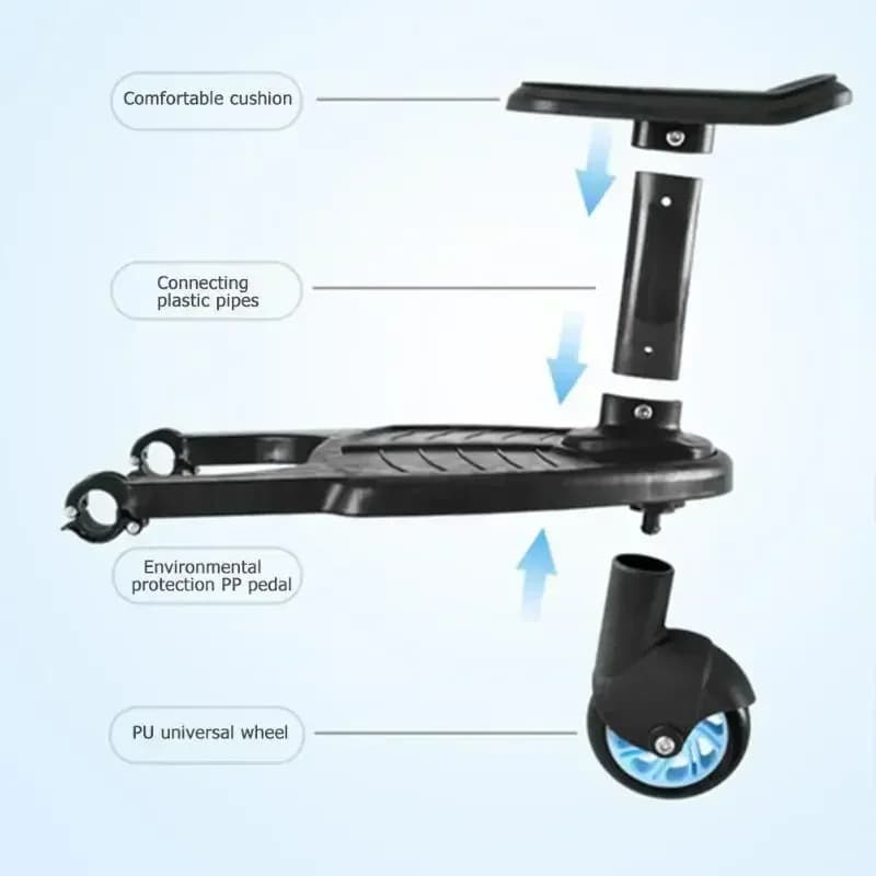 Stroller Ride-On Board with Removable Seat