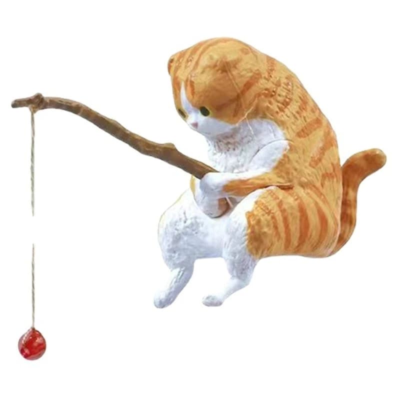 Fishing Cat Ornaments Fish  Landscaping Aquarium Decoration Mini Cat Statue Fish  Accessories Household Supplies