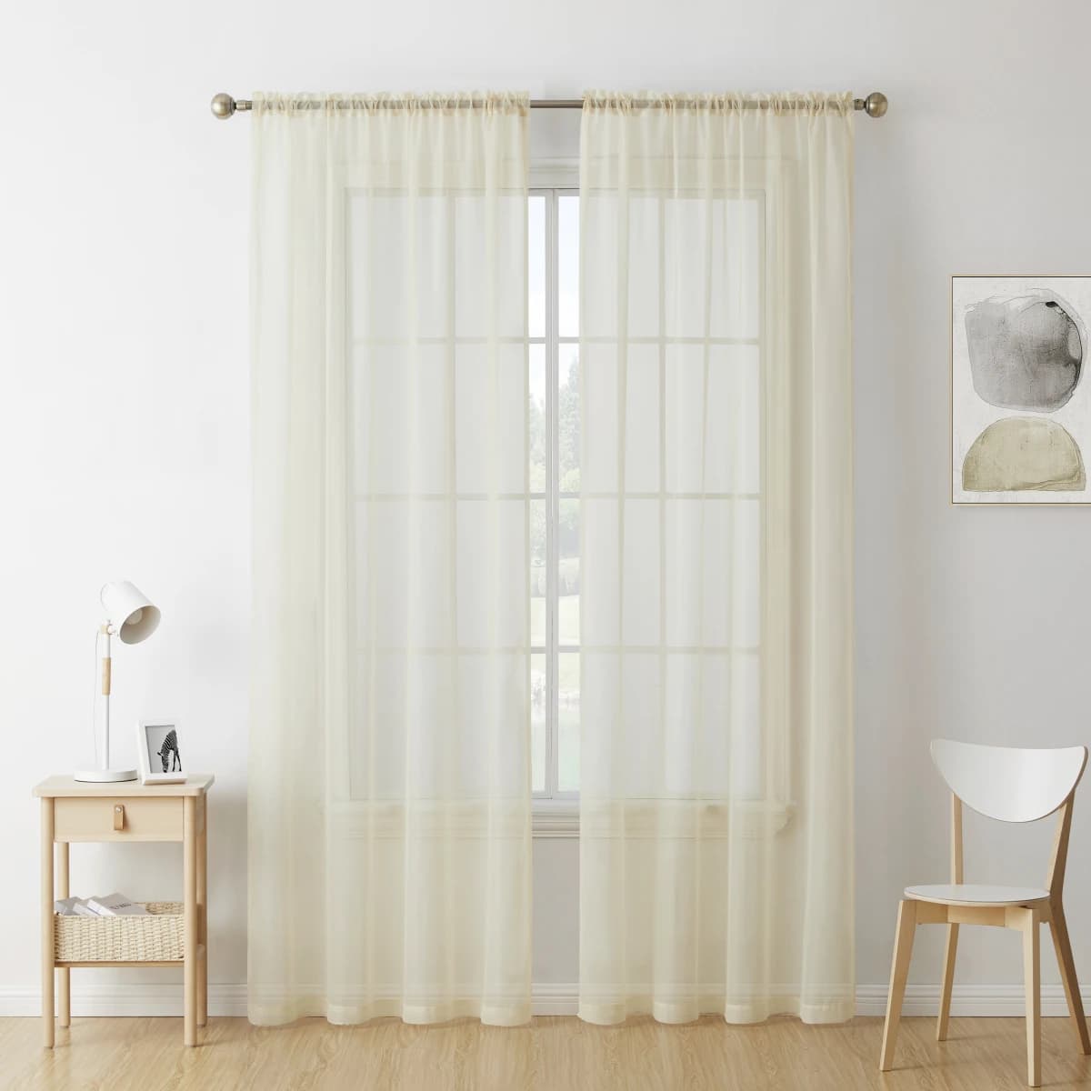 Sheer White Curtain Panels with Rod Pocket