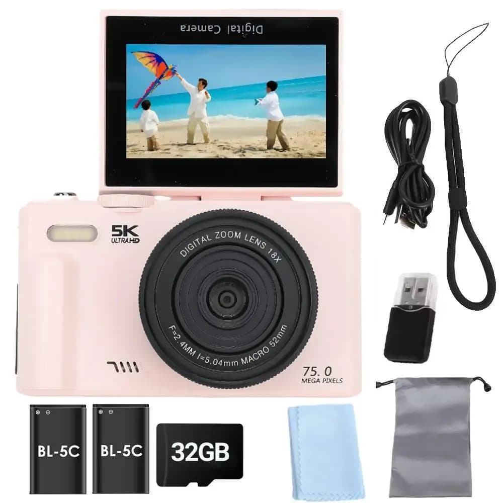 75MP 5K Digital Camera with 18X Zoom