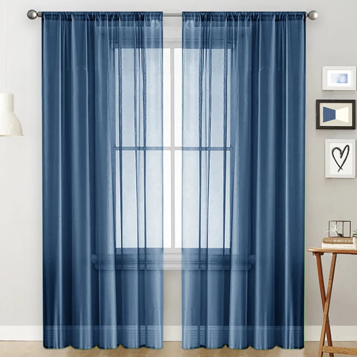 Sheer Tulle Curtains with Rod Pocket